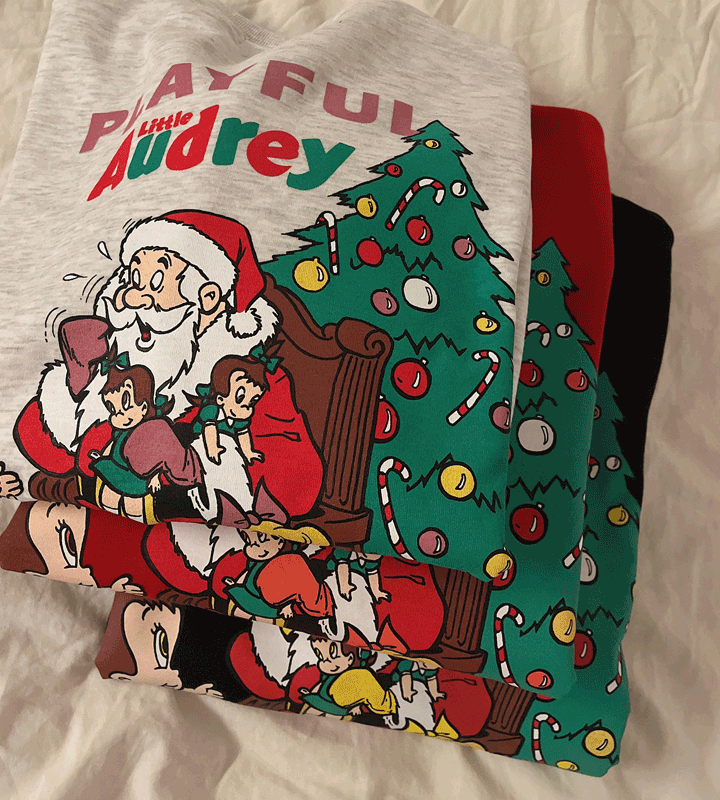 [주문폭주, 당일출고] 크리스마스 산타 커플 기모 맨투맨 캠핑룩 홈웨어 외출복 잠옷