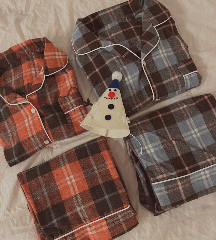 코지 체크 파자마세트  크리스마스 커플 잠옷 홈웨어